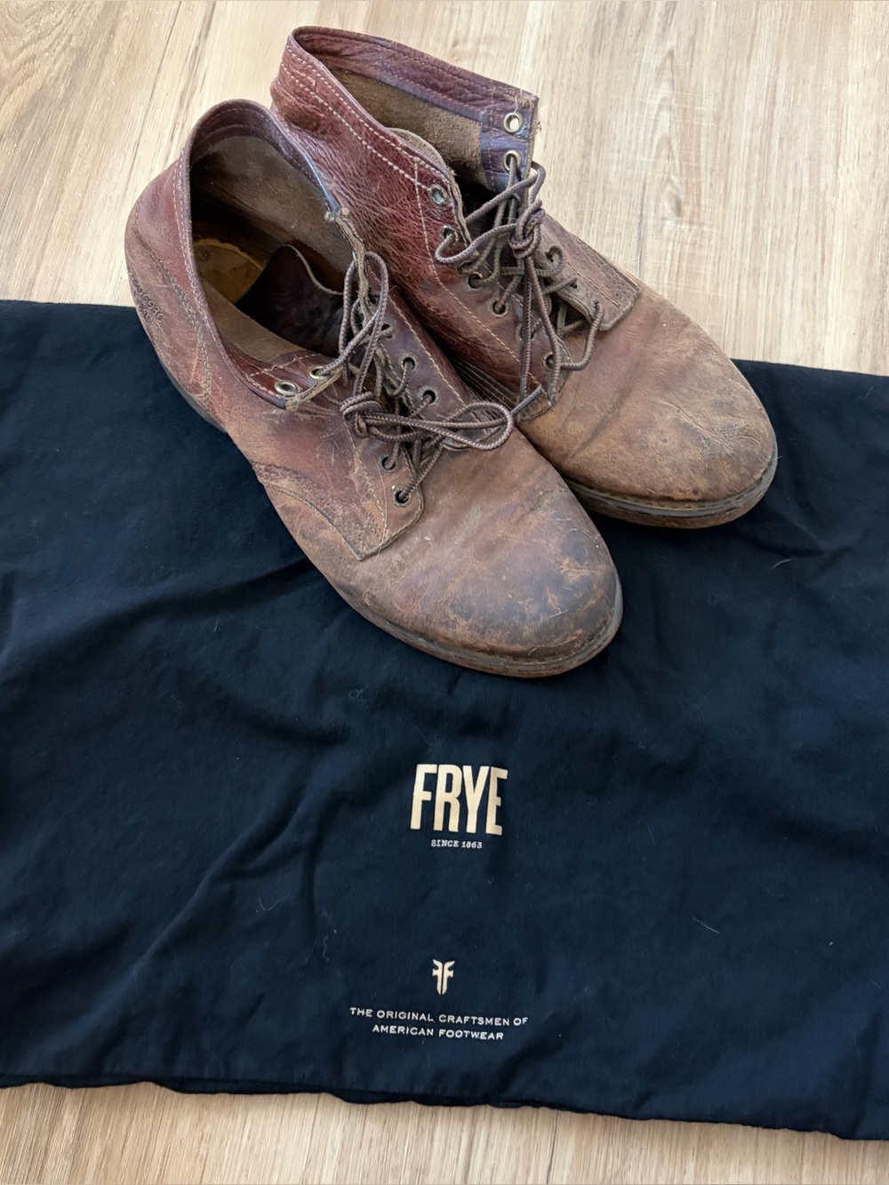 Frye Men’s Brown Leather Lace-Up Boots
